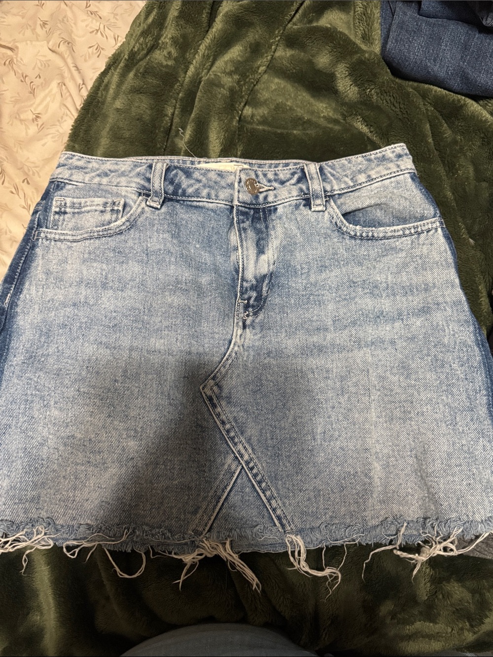 PacSun Light Blue Distressed Denim Mini Skirt